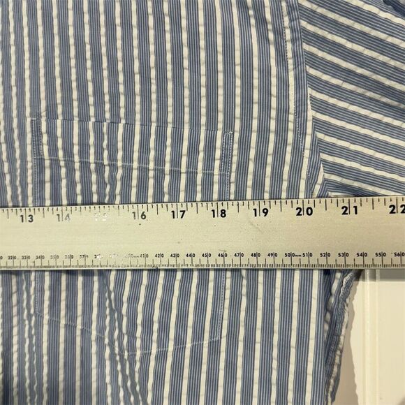 Johnston & Murphy Men’s Shirt Medium Blue White Stripe Cotton Button Down Preppy - Picture 4 of 8